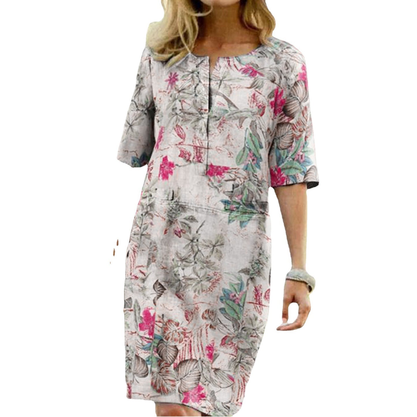Robe Shift à Imprimé Tropical Femme Chic und Stil