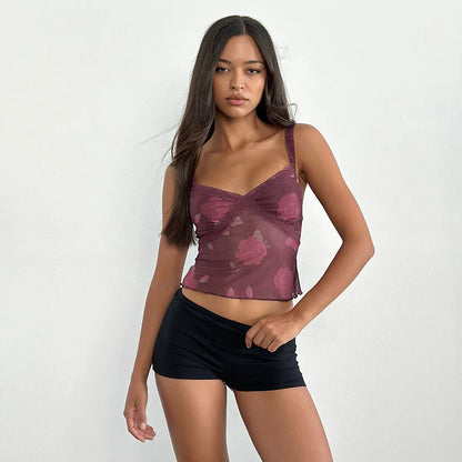 Haut à fleurs pour femmes avec dentelle Chic und Stil