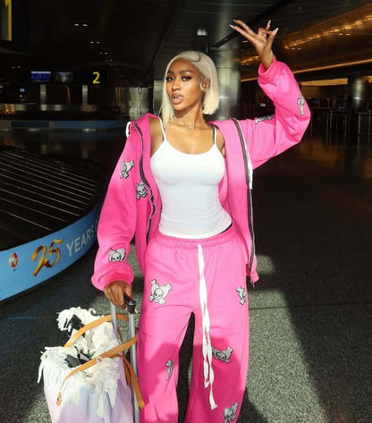 Dames Ensemble de Lounge Sportif avec Veste à Capuche et Ceinture Élastique Chic und Stil