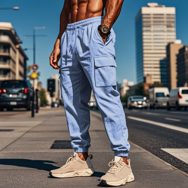 Men's cargo pants with elastic waist and practical side pockets Chic and Style