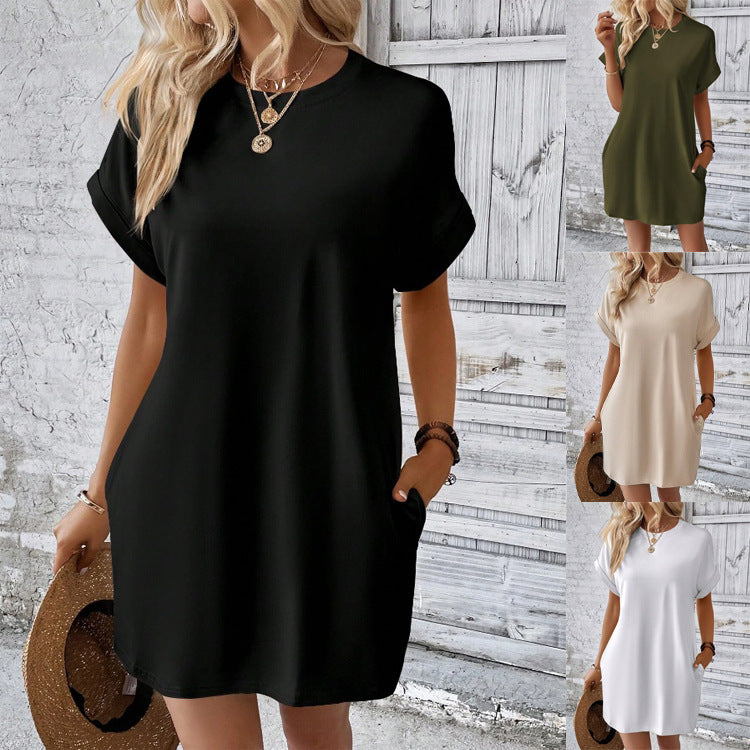 Robe d'été à manches courtes pour femmes avec poches Chic und Stil