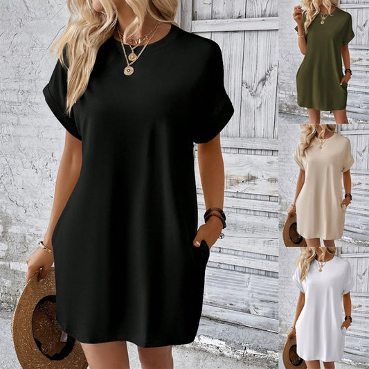 Robe d'été à manches courtes pour femmes avec poches Chic und Stil