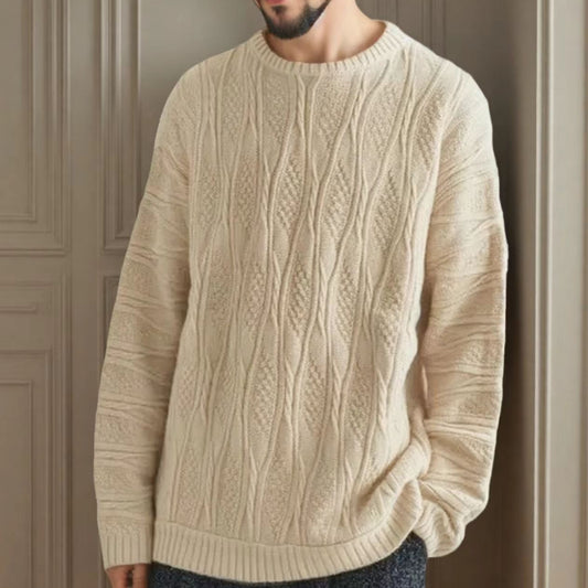 Pull à grosse maille pour femmes avec un motif alvéolé unique et un col haut Chic und Stil