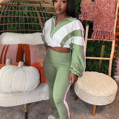 Dames Ensemble sportif deux pièces avec veste cropped et leggings ajustés Chic und Stil