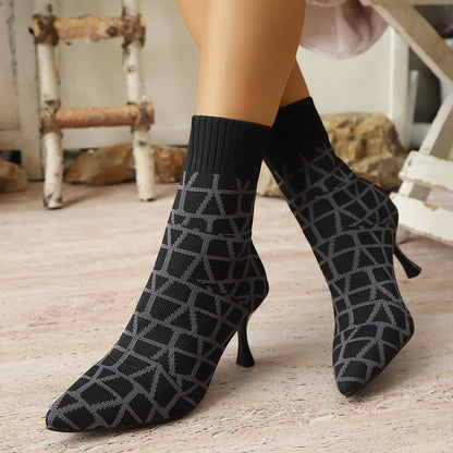 Bottes pour dames en limitiée avec des chaussures à chaussettes et un talon élégant Chic und Stil