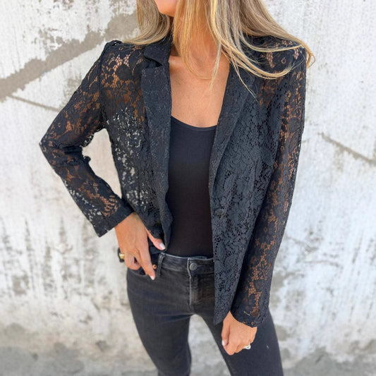 Blazer en Dentelle Transparent pour Femme Chic und Stil