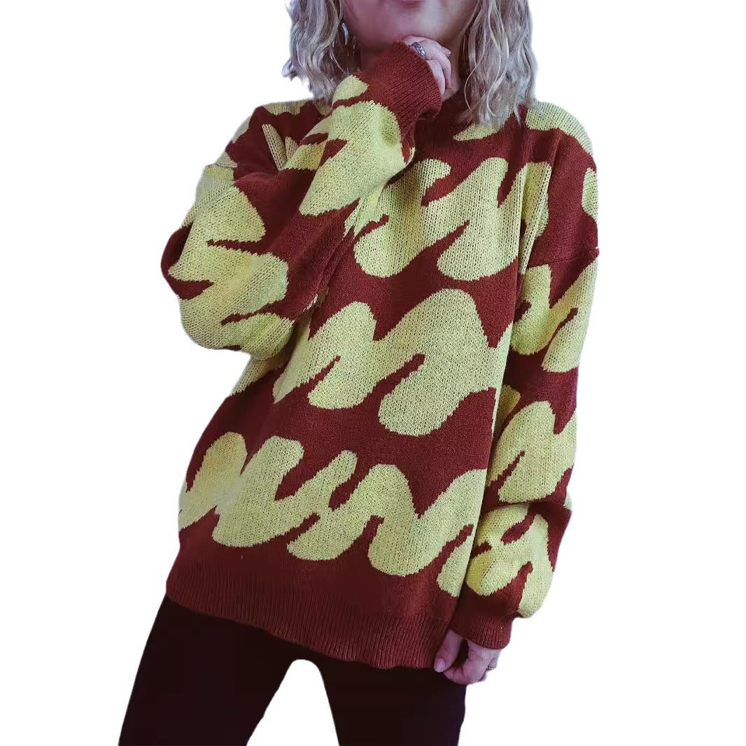 Pull décontracté pour femmes avec un design moderne de blocs de couleurs et des manches volumineuses Chic und Stil