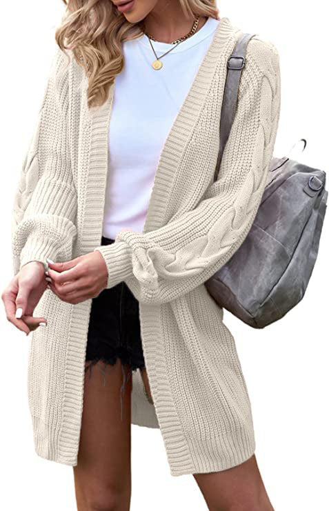Dames Grand cardigan tricot avec motif en câble et manches oversized Chic und Stil