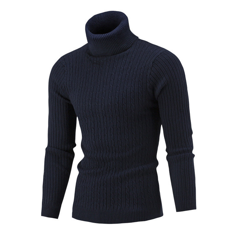 Pull en maille pour hommes à format portrait avec col montant et motif texturé Chic und Stil