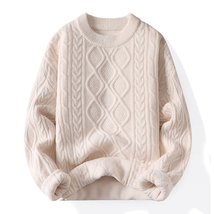 Pull-over en maille épaisse pour femmes avec un motif de torsade contemporain et un col rond classique Chic und Stil