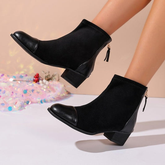 Bottines élégantes pour dames en daim doux avec des accents à la mode Chic und Stil