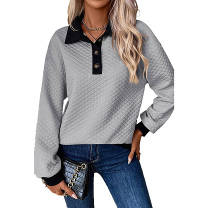 Pull-over matelassé oversize pour femmes avec col classique et détails pratiques de boutons Chic und Stil