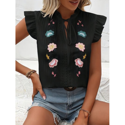 Blouse pour femme avec des manches à volants brodées Chic und Stil