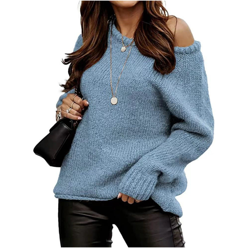 Pull décontracté pour femmes avec un design d'épaule ouverte et un tricot doux Chic und Stil