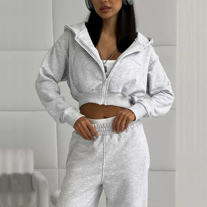Women’s sporty cropped top and wide leisure pants set Chic and Style