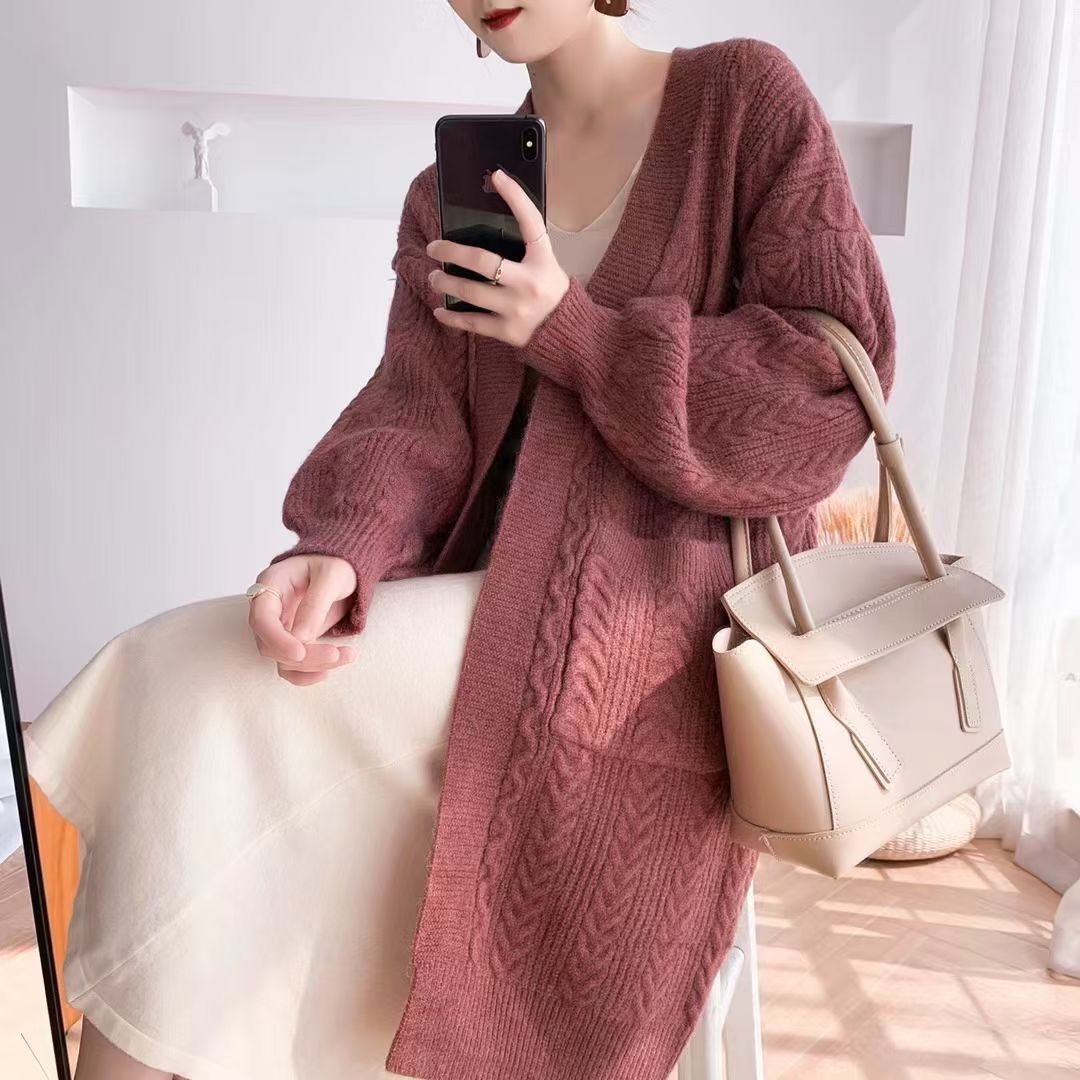 Dames Gros Tricot Cardigan avec poches profondes et design en tresse élégant Chic und Stil