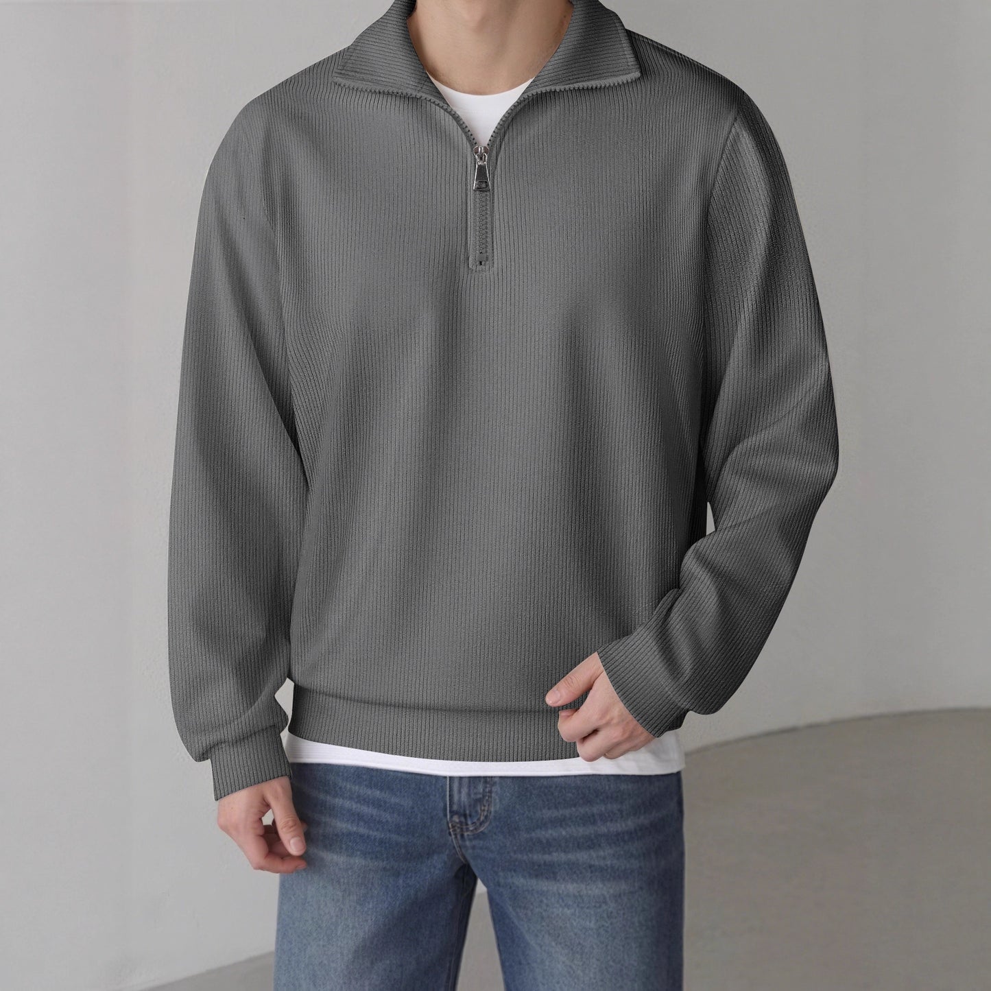 Casual pullover for men with half zipper Chic and Style