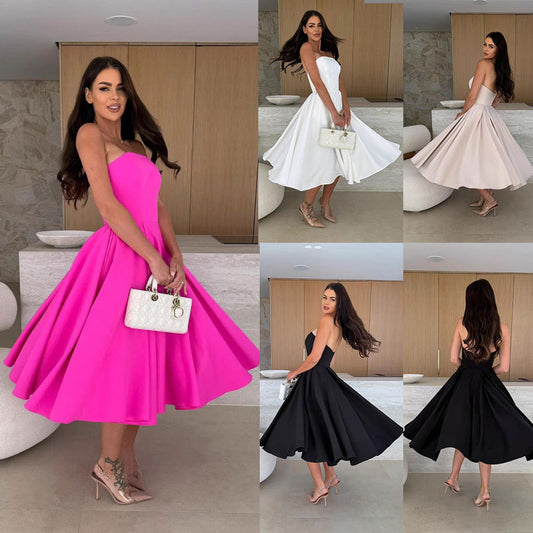 Robe midi évasée sans bretelles Chic und Stil