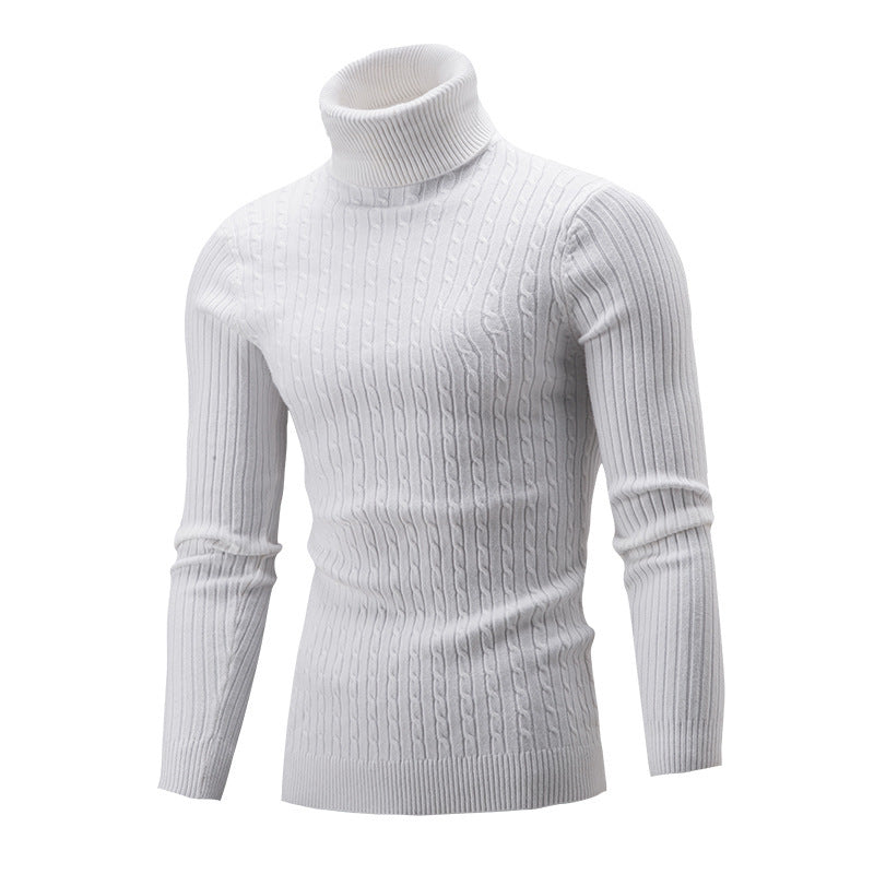 Pull-over à col roulé pour hommes avec un motif côtelé classique Chic und Stil