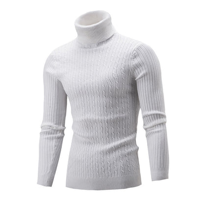 Pull-over à col roulé pour hommes avec un motif côtelé classique Chic und Stil