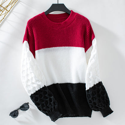 Pull féminin à la mode avec manches structurées et rayures bloc Chic und Stil