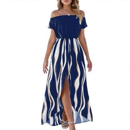 Robe maxi femme avec un élégant décolleté off-shoulder et un design fluide Chic und Stil