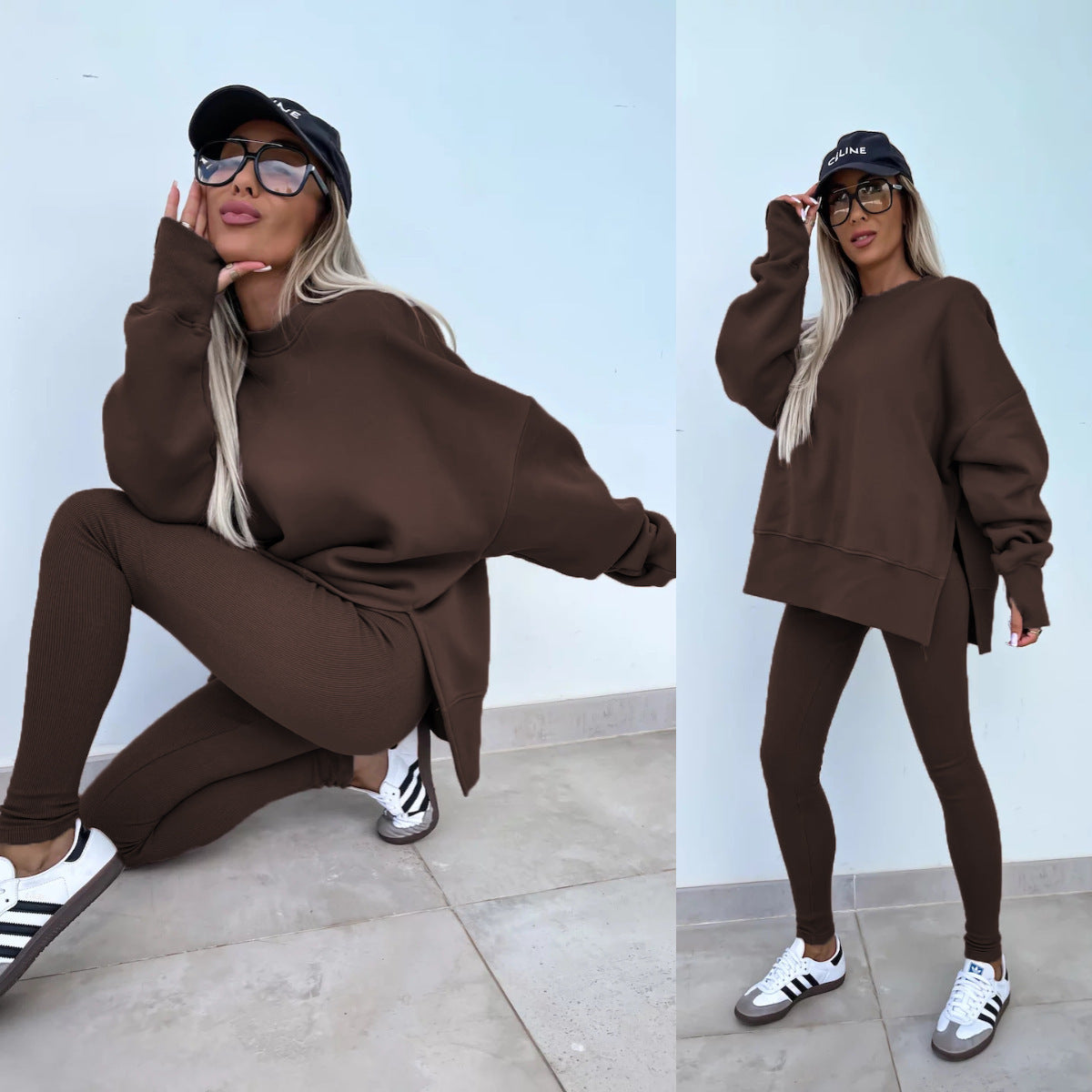 Dames confortable oversized Sweatshirt et leggings ajustés Chic und Stil