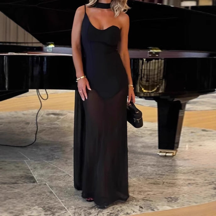 Femmes Robe de soirée élégante longue à tissu fluide et sans bretelles Chic und Stil