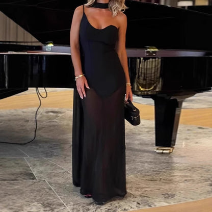 Femmes Robe de soirée élégante longue à tissu fluide et sans bretelles Chic und Stil