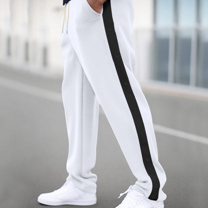 Chic and Stylish sporty leisure pants for men with snap buttons and side panels