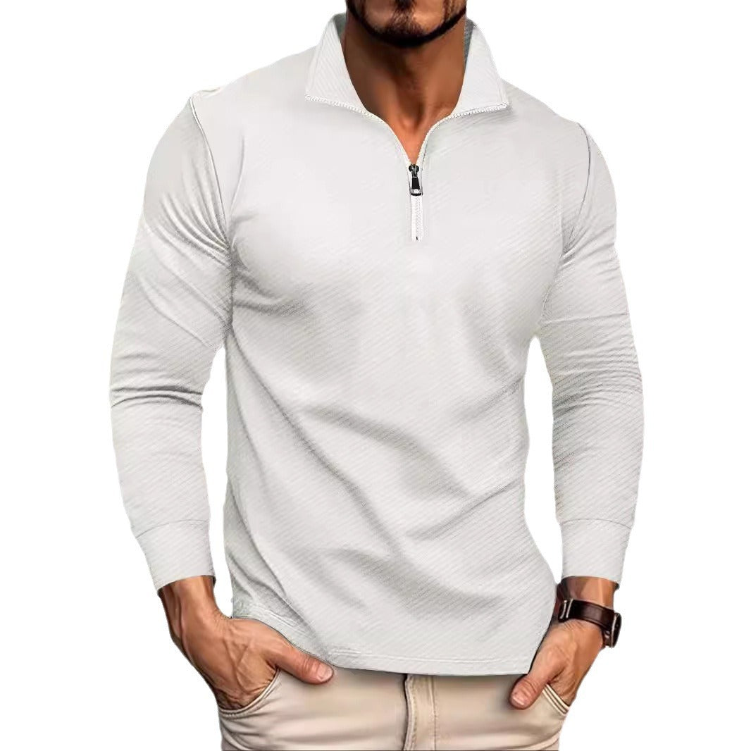 Functional long sleeve pullover for men with half-zip and innovative structural design Chic and Style