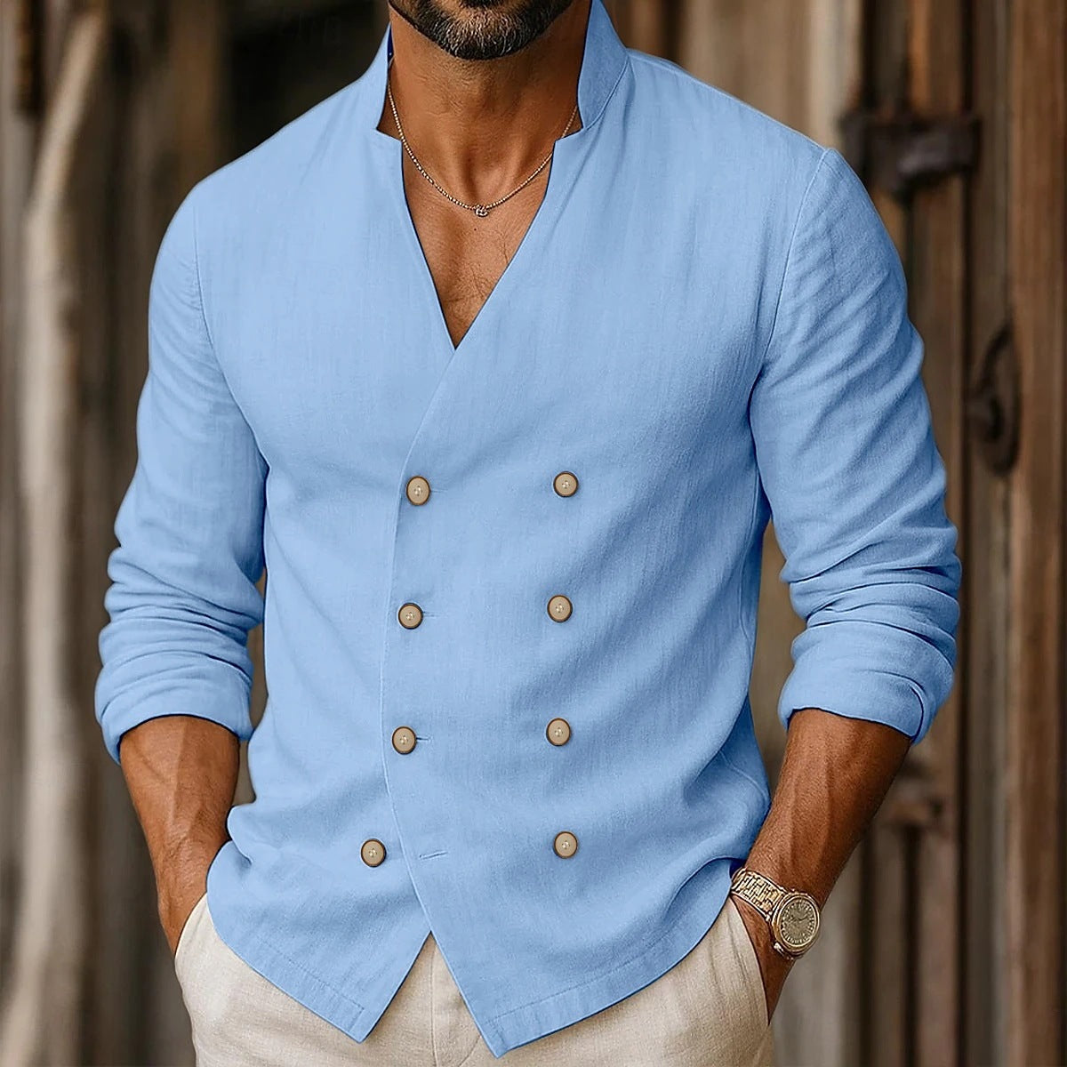 Chemise mode pour hommes avec double rangée de boutons Chic und Stil