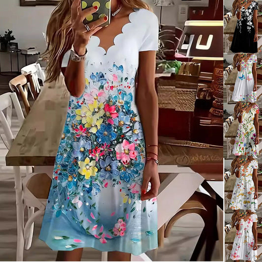 Robe courte à manches courtes imprimé floral Chic und Stil