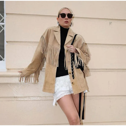 Fringed suede jacket for women Chic and Style