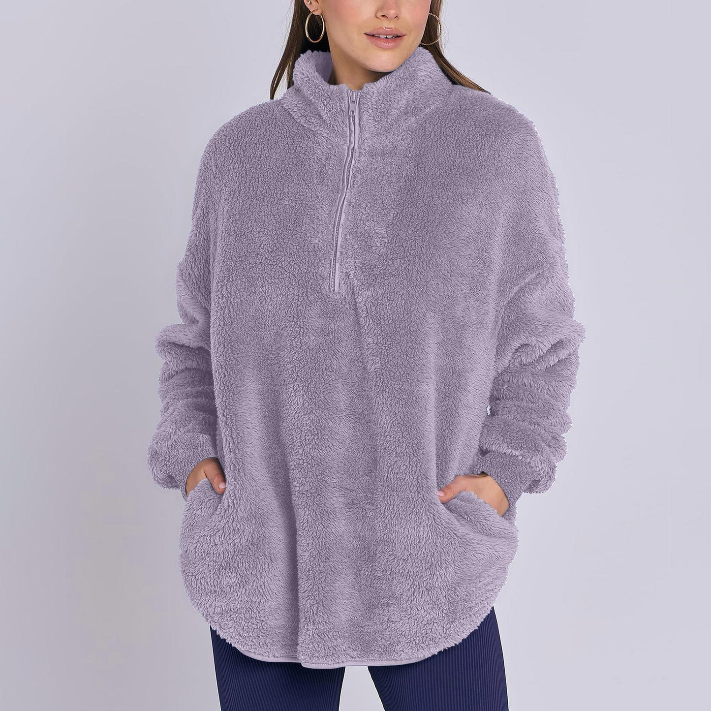 Dames pull zippé douillet Chic und Stil