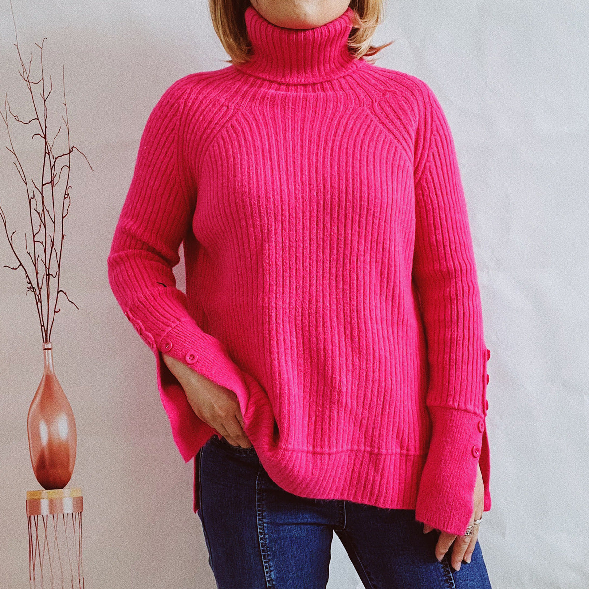 Pull à col roulé côtelé pour femmes avec une coupe élégante Chic und Stil