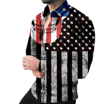 Chemise à manches longues créative pour hommes avec motif animal et chaîne Chic und Stil