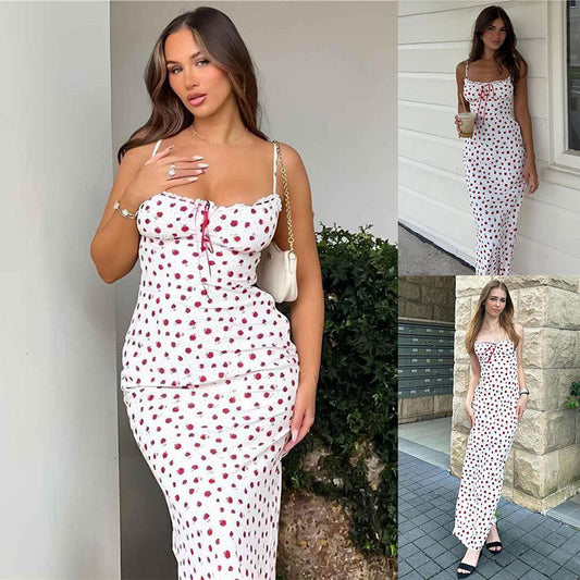 Robe midi à bretelles spaghetti Chic und Stil