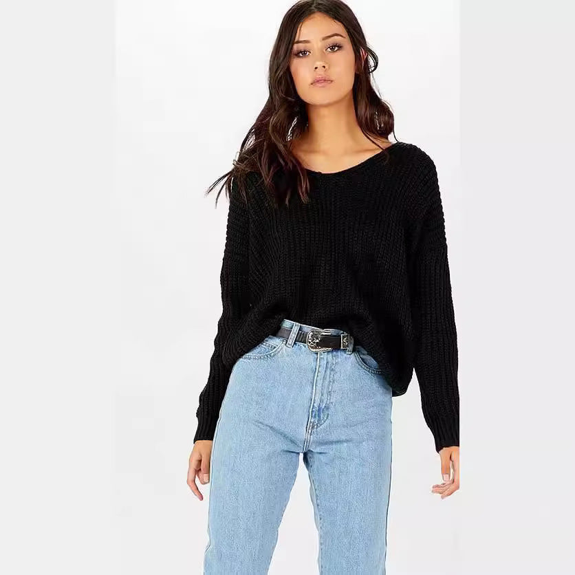 Pull-over en tricot décontracté pour femmes avec découpe décorative au dos et cordon de serrage Chic und Stil