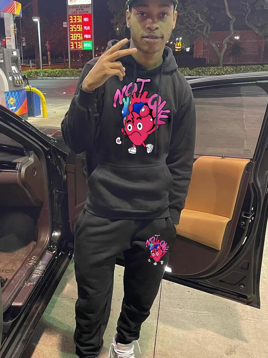 Women's sweatshirt and jogger pants set with creative heart pattern Chic und Stil