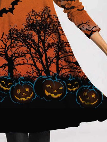 Robe Halloween pour femmes au style décontracté avec imprimé effrayant et tissu doux Chic und Stil