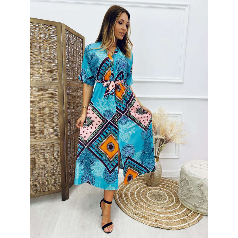 Femmes Bohémien Robe Portefeuille Chic und Stil
