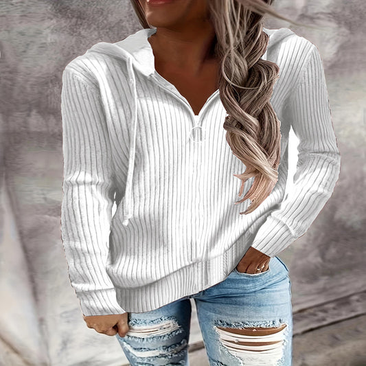 Dame Zip-Hoodie avec design en rib structuré et zip intégral Chic und Stil