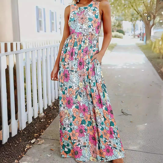 Robe maxi femme avec motif floral et poches pratiques Chic und Stil