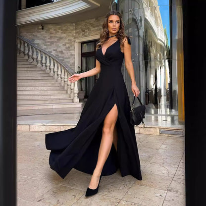 Robe de soirée sans manches pour femmes avec fente haute Chic und Stil