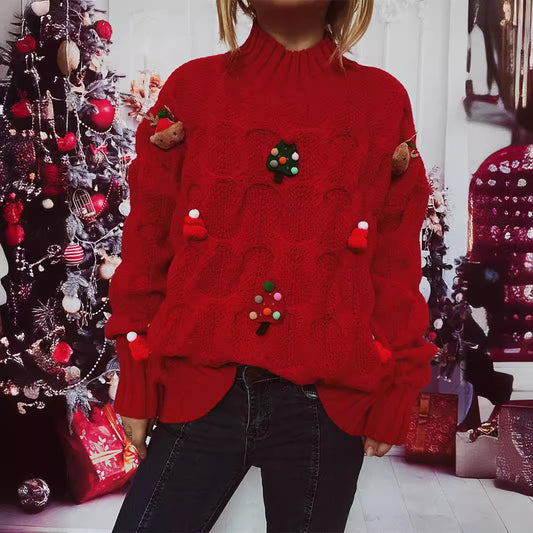 Pull femme d'hiver avec motif festif et tricot structuré Chic und Stil