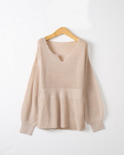 Pull en grosse maille pour femmes avec décolleté en V profond et coupe décontractée Chic und Stil