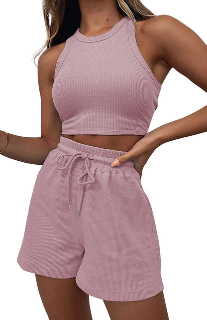 Tenue courte sportive à deux pièces pour femmes avec structure côtelée Chic und Stil