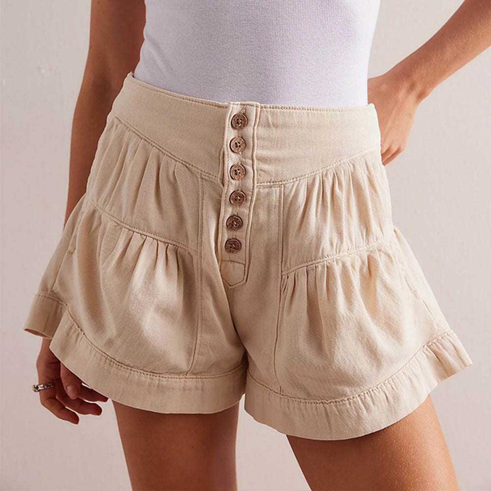 Shorts décontractées pour femmes avec détails de boutons et taille élastique Chic und Stil