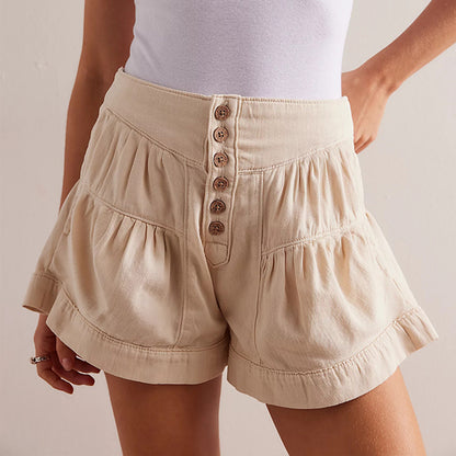 Shorts décontractées pour femmes avec détails de boutons et taille élastique Chic und Stil